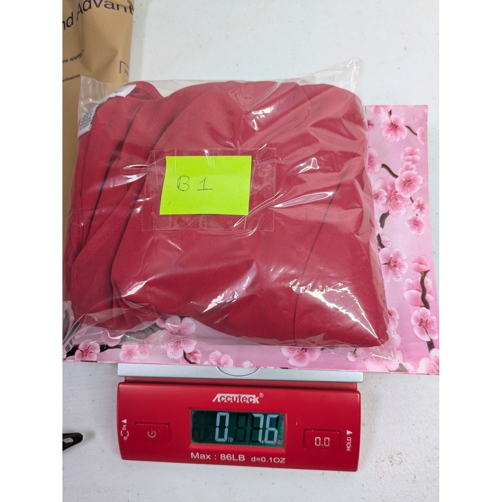 Calvin Klein Women's Long Sleeve Top Medium Mesh Sleeves Solid Red Lightweight - Picture 8 of 8